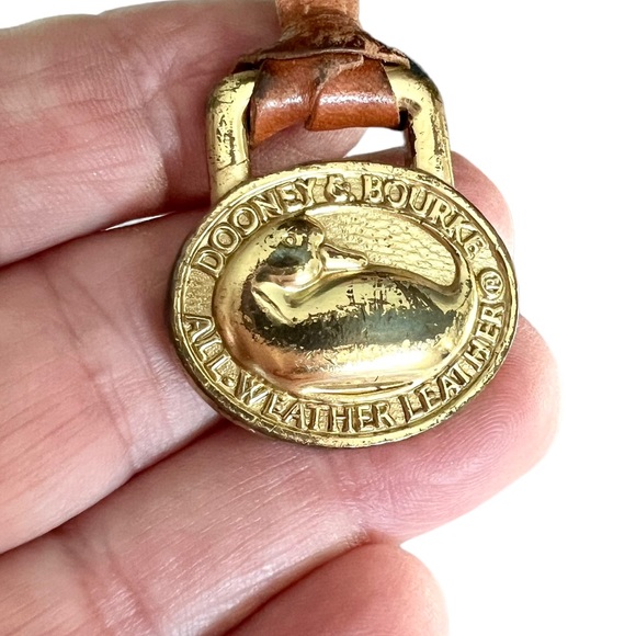 Vintage Dooney & Bourke Black All Weather Leather Saddle Bag Tan Trim - Picture 6 of 16